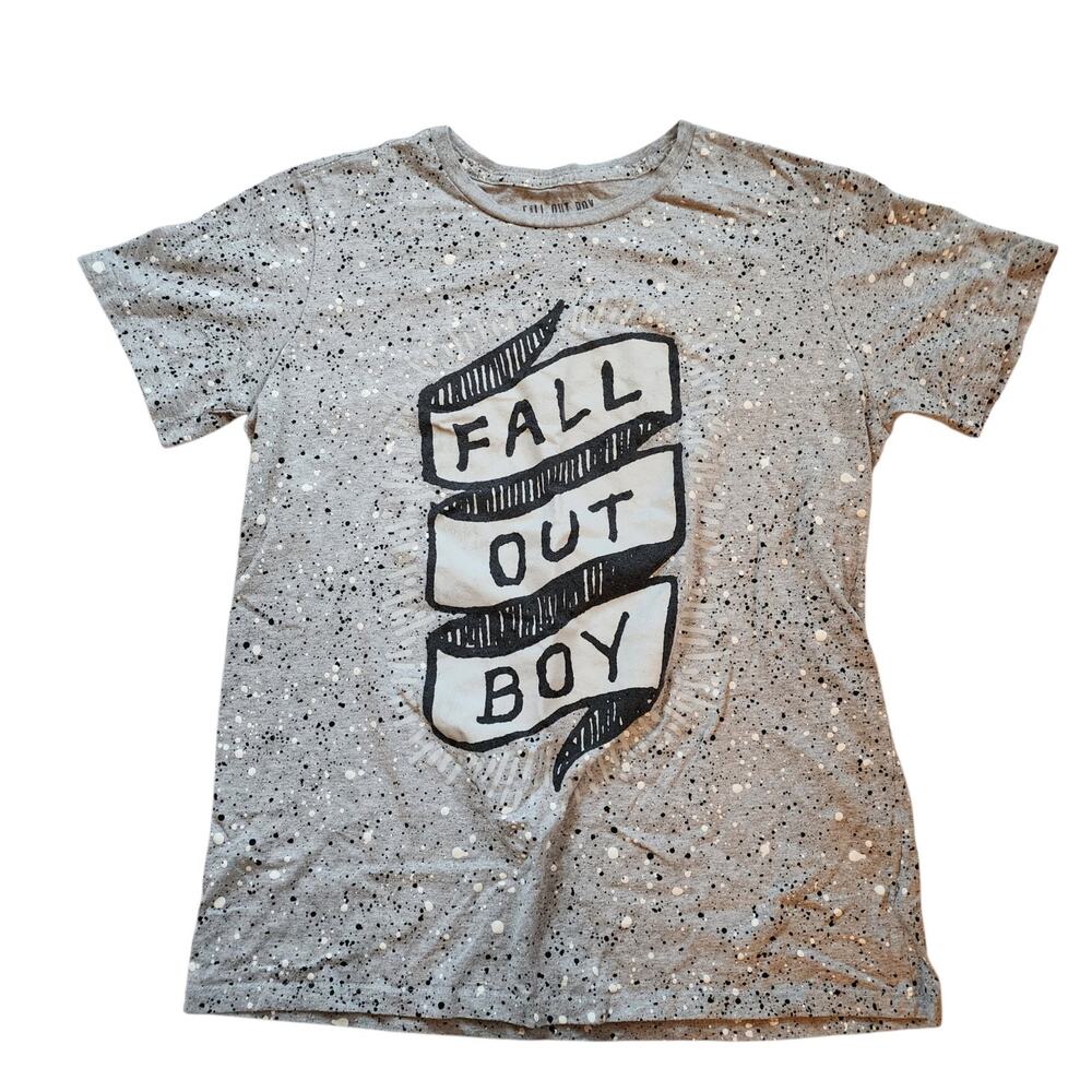 Manhead Fall Out Boy Band Tee Size L Gray Crew Neck Short Sleeve Shirt